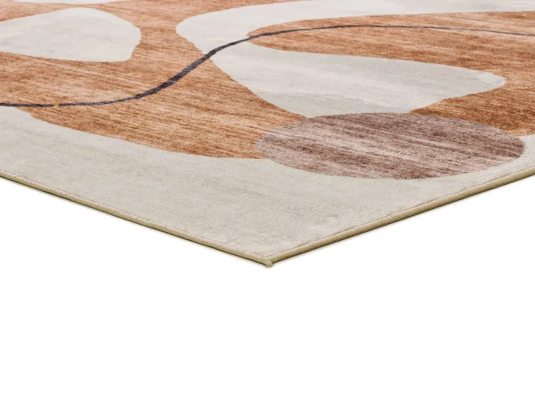 Illustration numéro 3 du produit Tapis abstrait orange/crème 140x200 cm