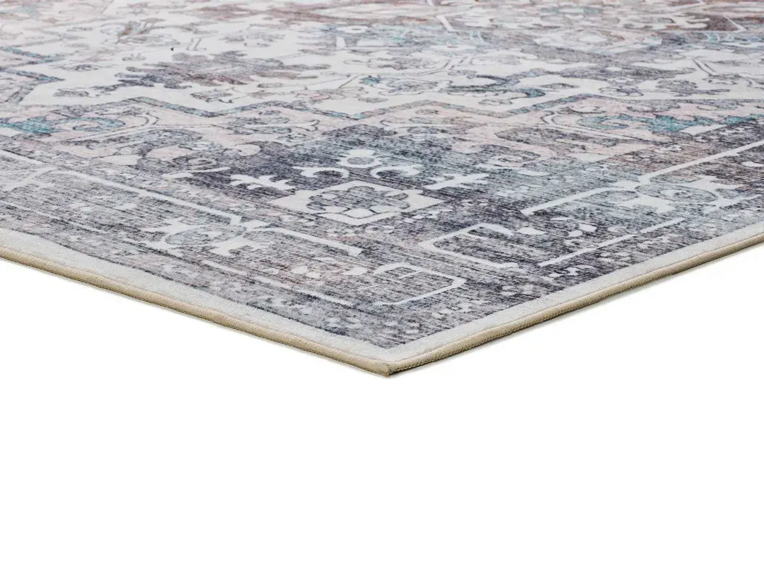 Illustration numéro 3 du produit Tapis vintage blanc/bleu/rouille 200x290 cm