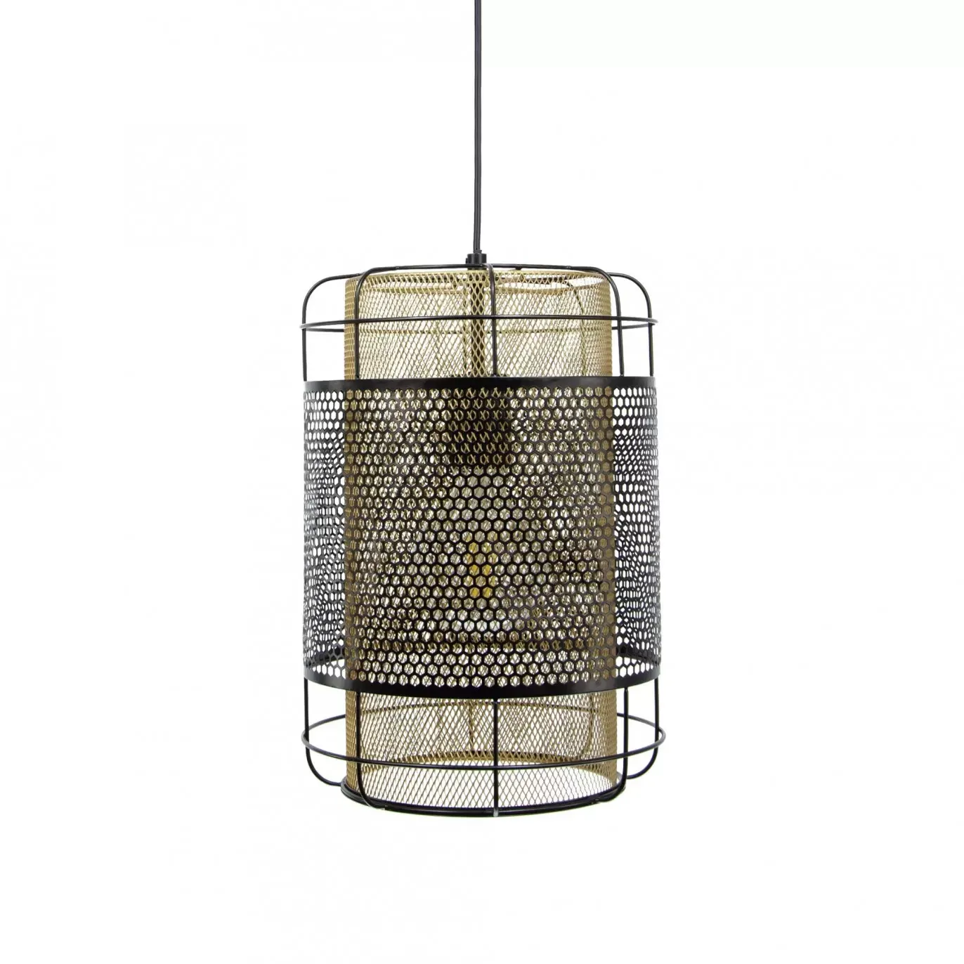 Illustration numéro 3 du produit Suspension grand modèle en métal grillagé noir et cuivré