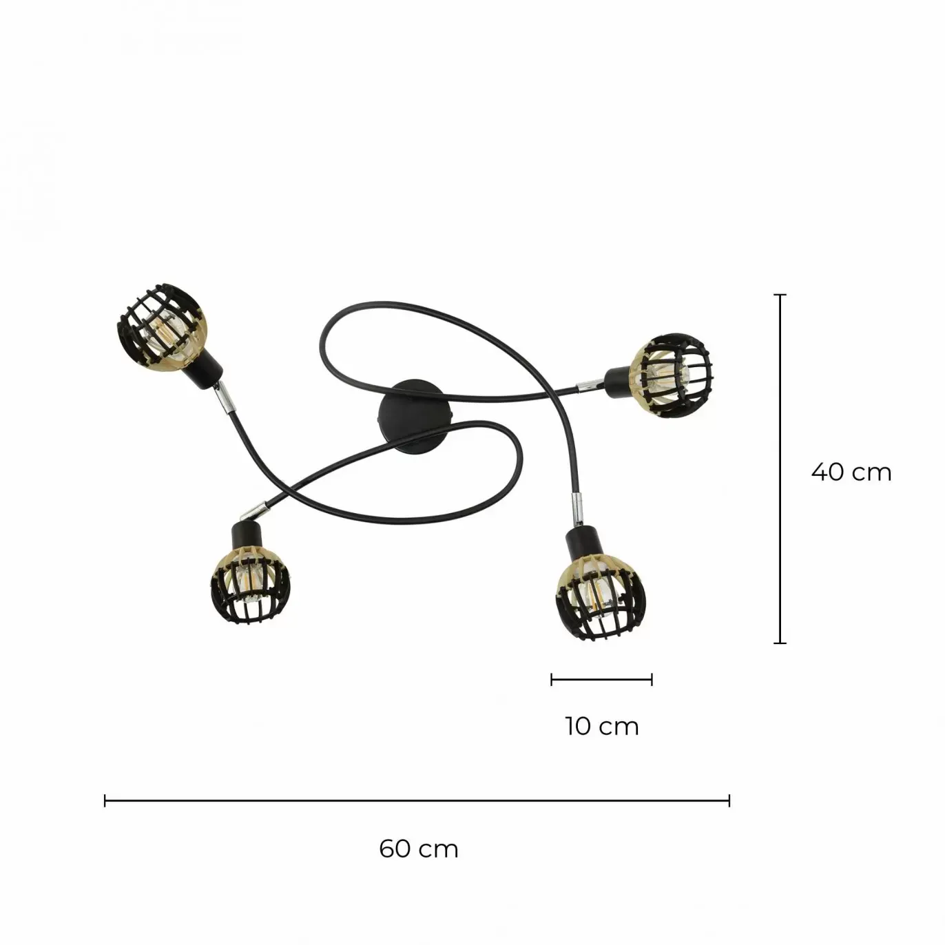 Illustration numéro 3 du produit Plafonnier en bois naturel et noir, socle en métal noir