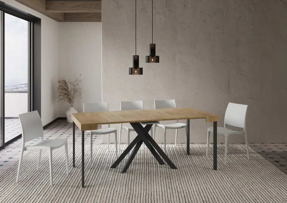 Illustration numéro 3 du produit Console extensible 90x40/300 cm effet bois chêne nature