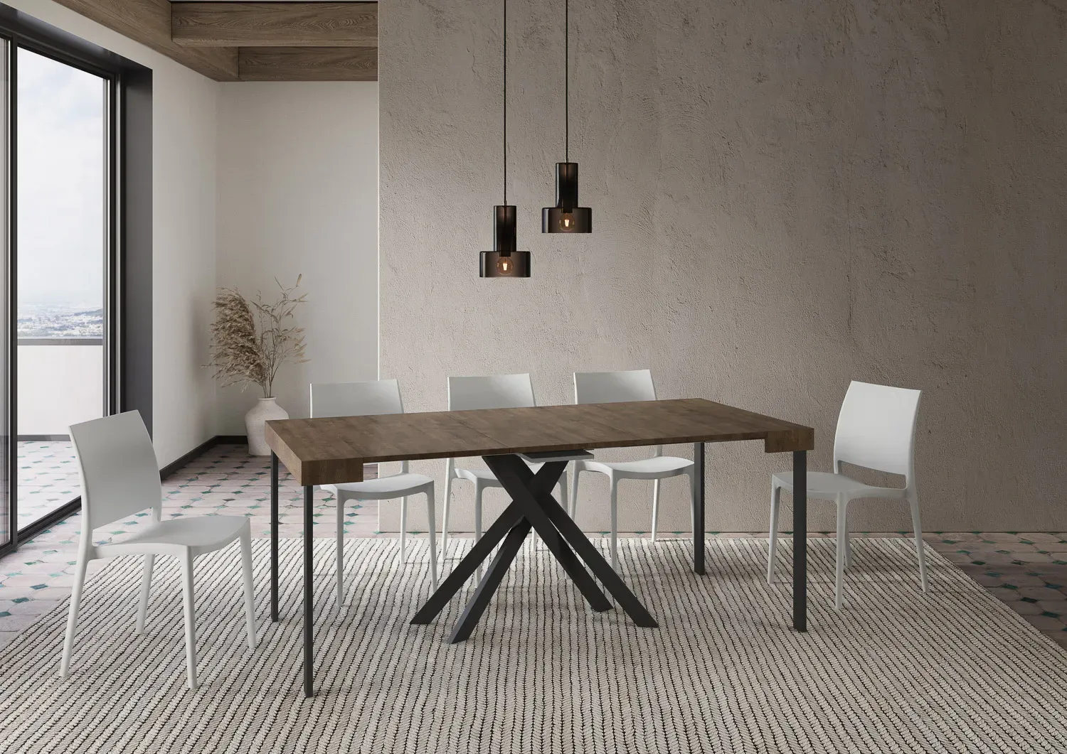 Illustration numéro 3 du produit Console extensible 90x40/300 cm effet bois noyer