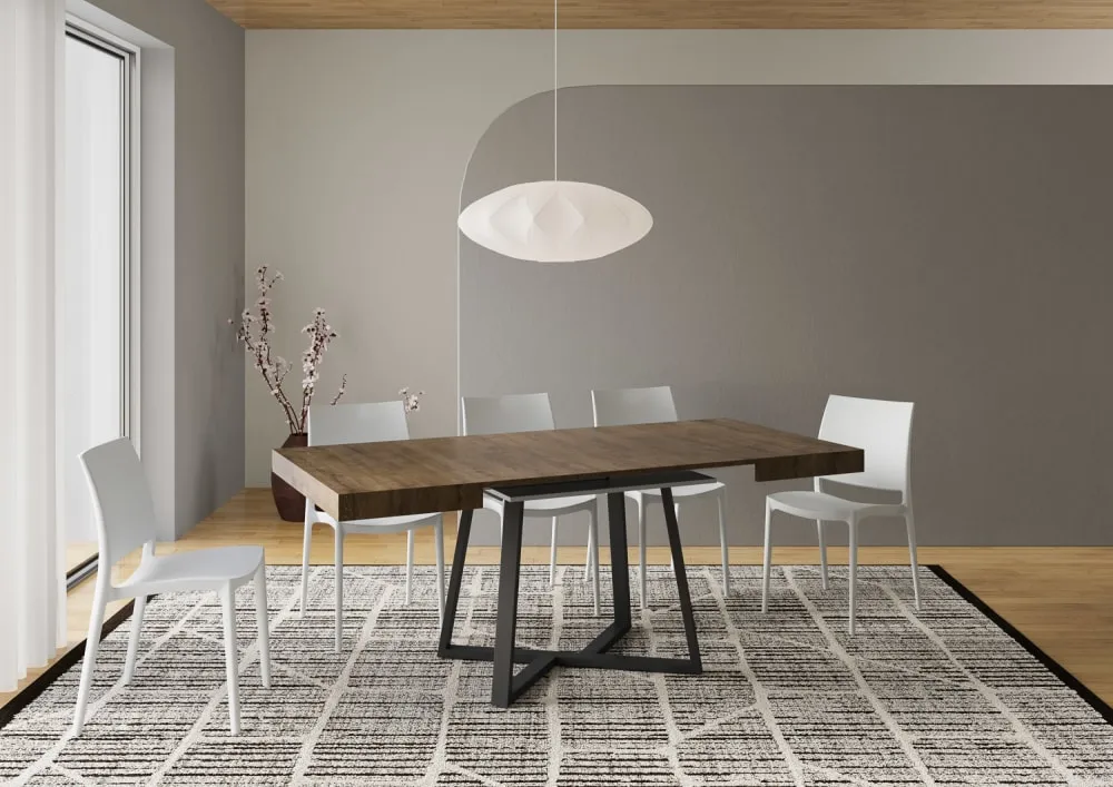Illustration numéro 3 du produit Table extensible 90x90/194 cm effet bois noyer