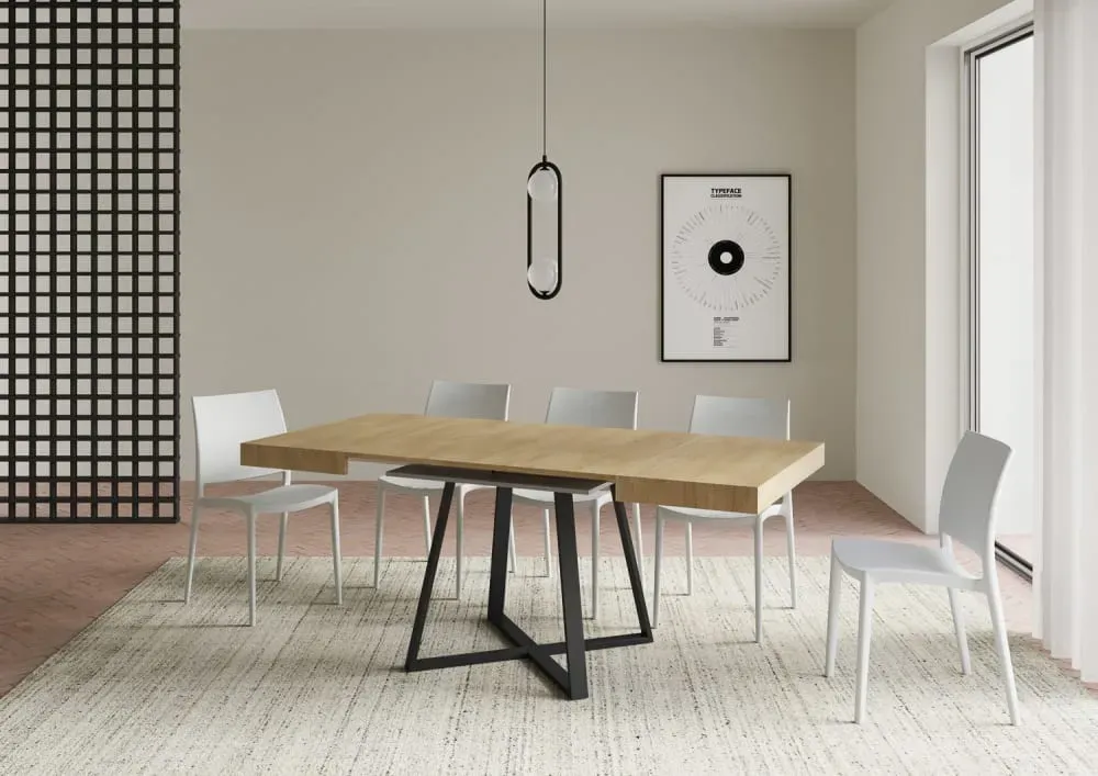 Illustration numéro 3 du produit Table extensible 90x90/194 cm effet bois chêne nature