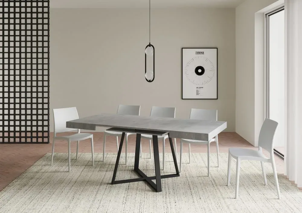 Illustration numéro 3 du produit Table extensible 90x90/194 cm effet bois gris béton