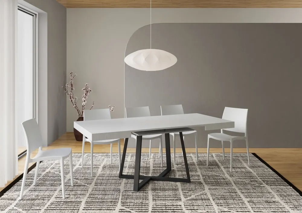 Illustration numéro 3 du produit Table extensible 90x90/194 cm effet bois frêne blanc