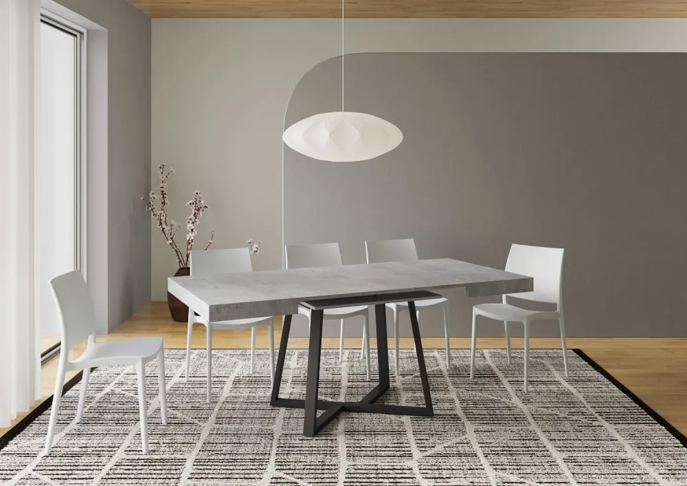 Illustration numéro 3 du produit Table extensible 90x90/194 cm effet bois gris béton