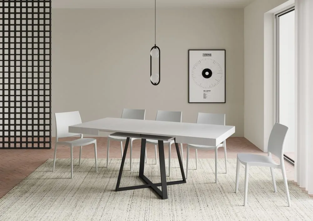 Illustration numéro 3 du produit Table extensible 90x90/194 cm effet bois frêne blanc
