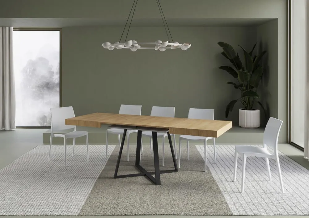 Illustration numéro 3 du produit Table extensible 80x120/204 cm effet bois chêne nature