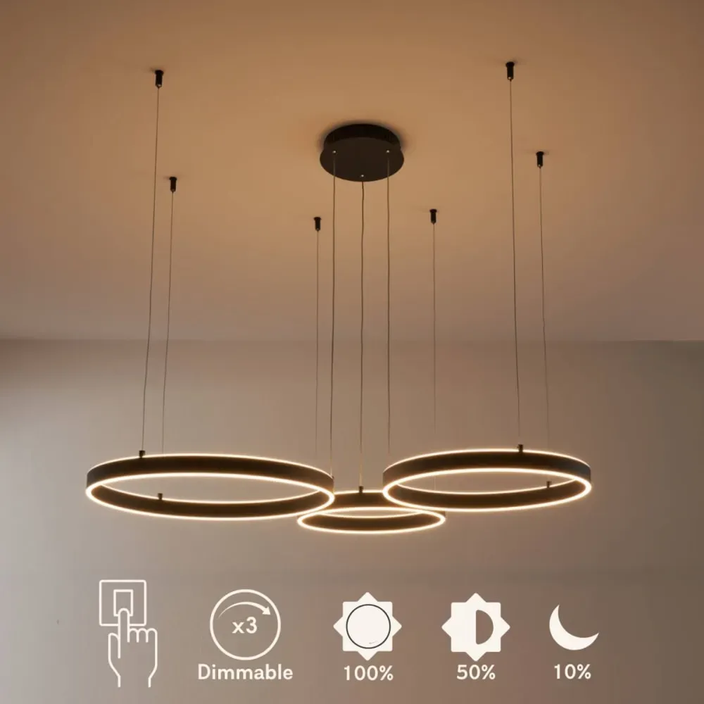 Illustration numéro 3 du produit Lustre en aluminium, fer et pvc Noir 89.5 cm