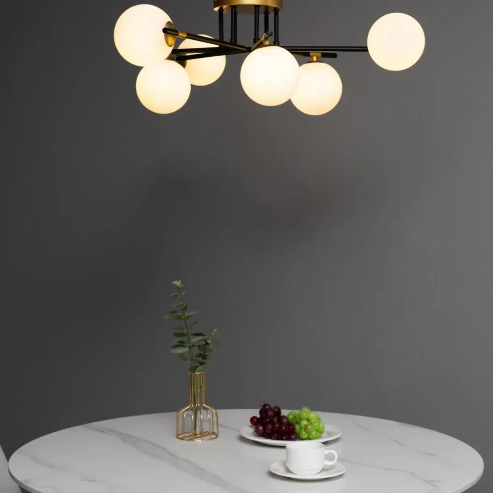 Illustration numéro 3 du produit Plafonnier en verre Noir et doré 76 cm