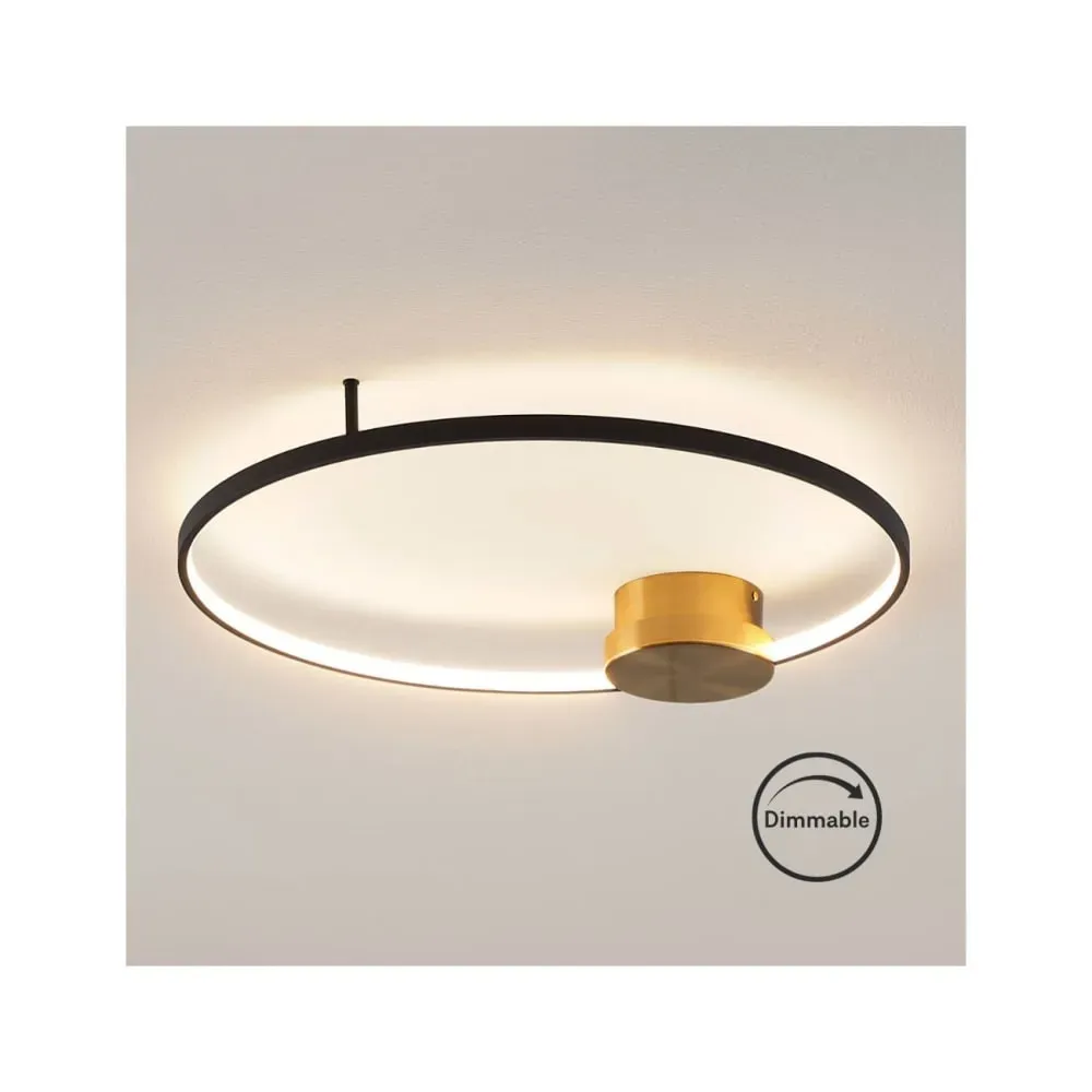 Illustration numéro 3 du produit Plafonnier en acier, aluminium et silicone Noir et doré 67 cm