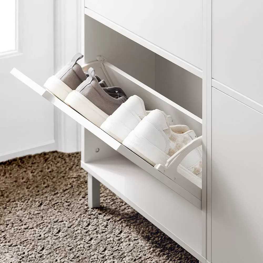 Illustration numéro 3 du produit Meuble à chaussures avec 3 battants effect bois blanc