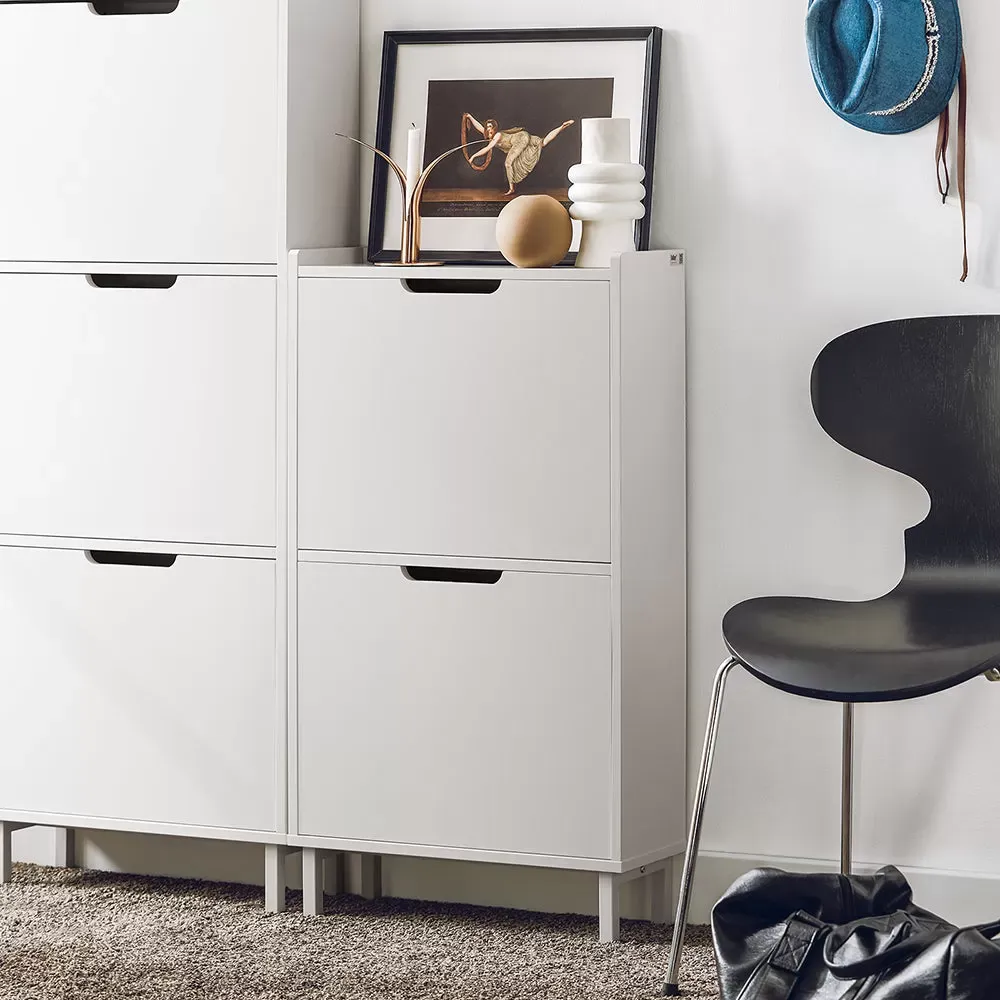 Illustration numéro 3 du produit Meuble à chaussures avec 2 battants effet bois blanc