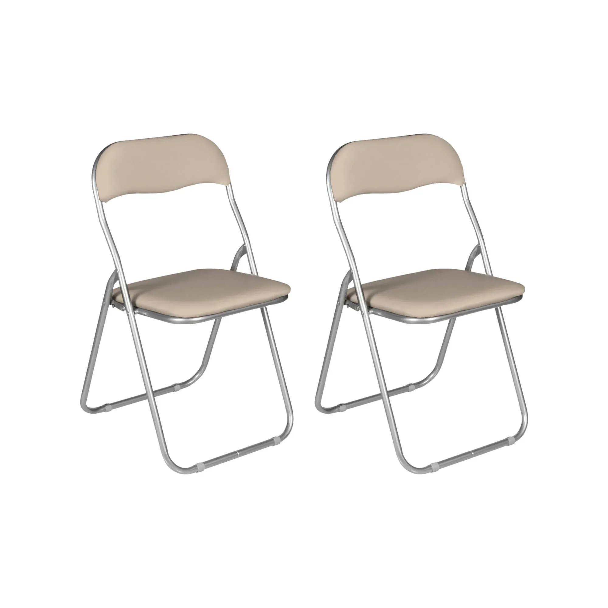 Illustration numéro 3 du produit Lot de 2 chaises pliante en fer beige 43x47 cm