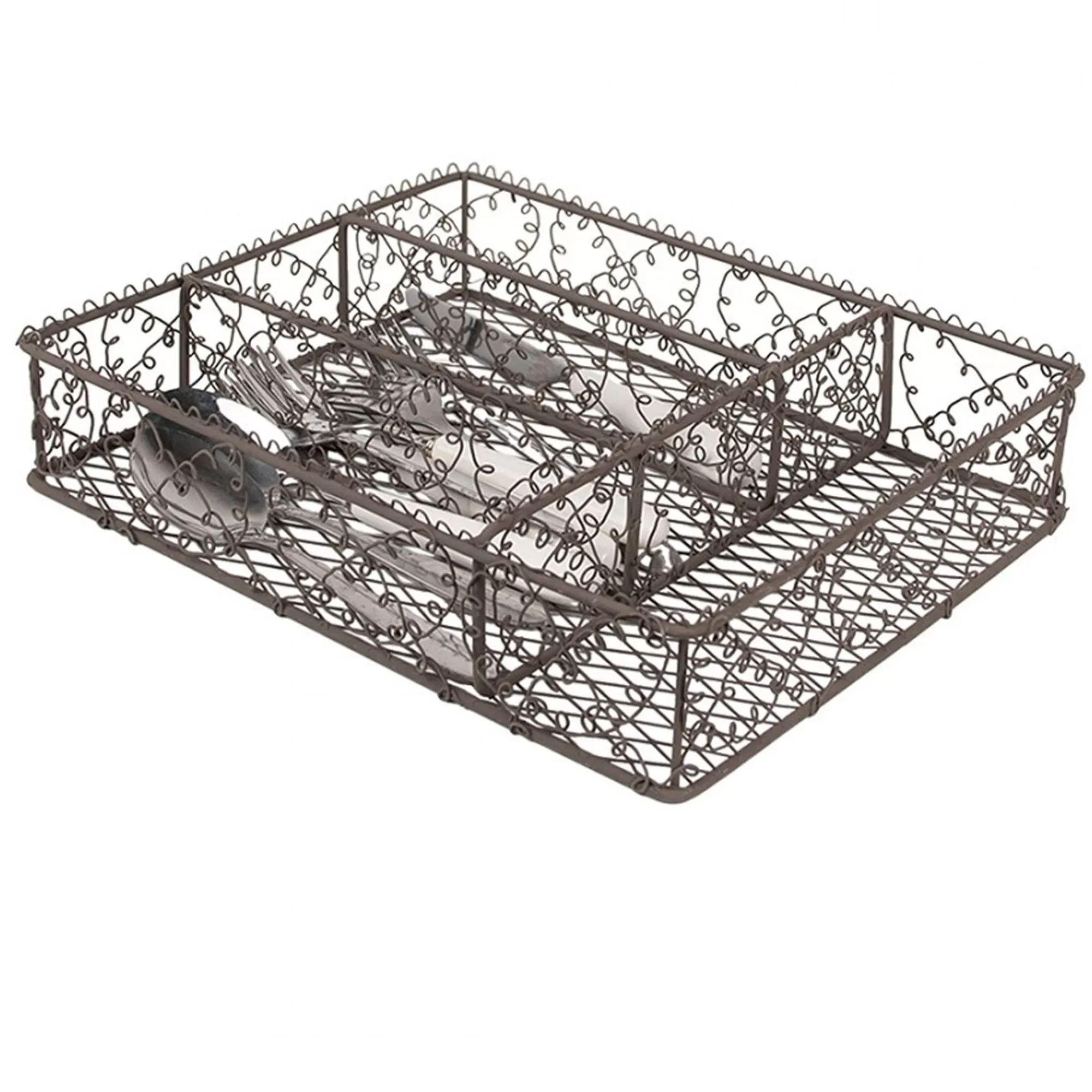 Illustration numéro 3 du produit Range-couverts en fer marron 31x25x7cm