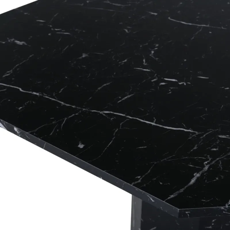 Illustration numéro 3 du produit Table à manger design effet marbre noir MARBY noir 110x110x75cm