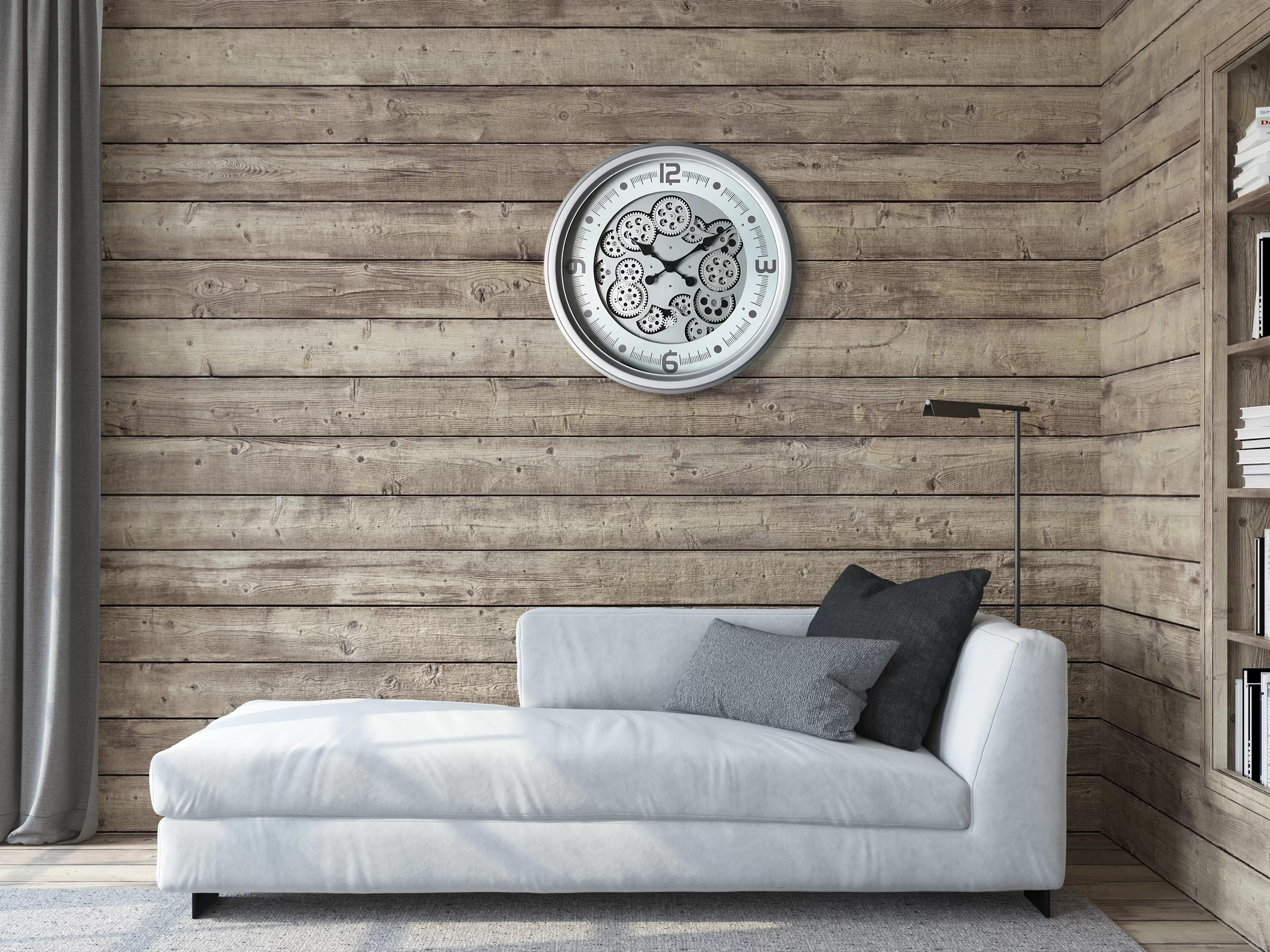 Illustration numéro 3 du produit Horloge moderne argentée à mécanismes 52cm