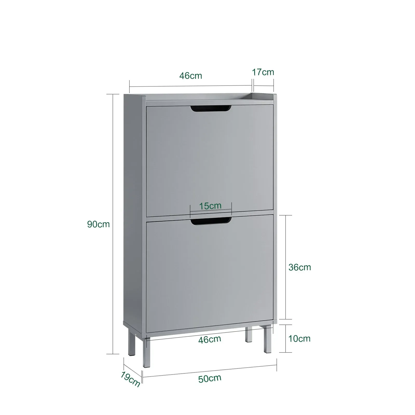 Illustration numéro 3 du produit Armoire à chaussures 2 abattants effet bois gris