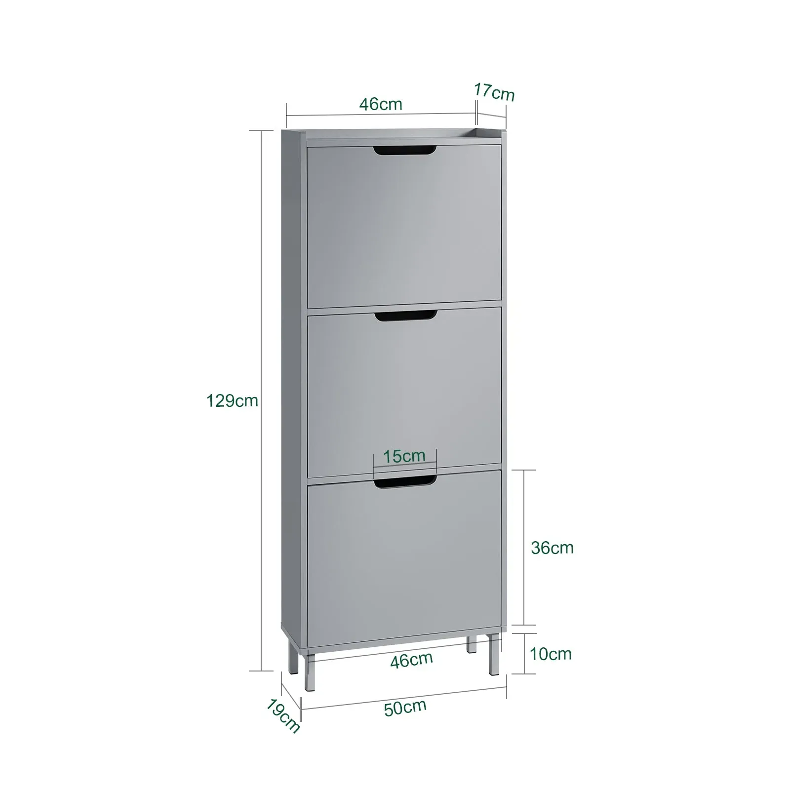 Illustration numéro 3 du produit Armoire à chaussures 3 abattants effet bois gris