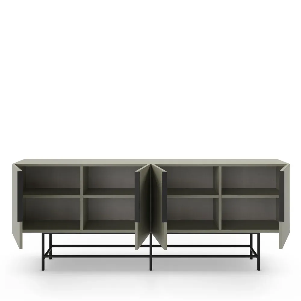 Illustration numéro 3 du produit Buffet 4 portes en bois et métal L200cm - Vert amande