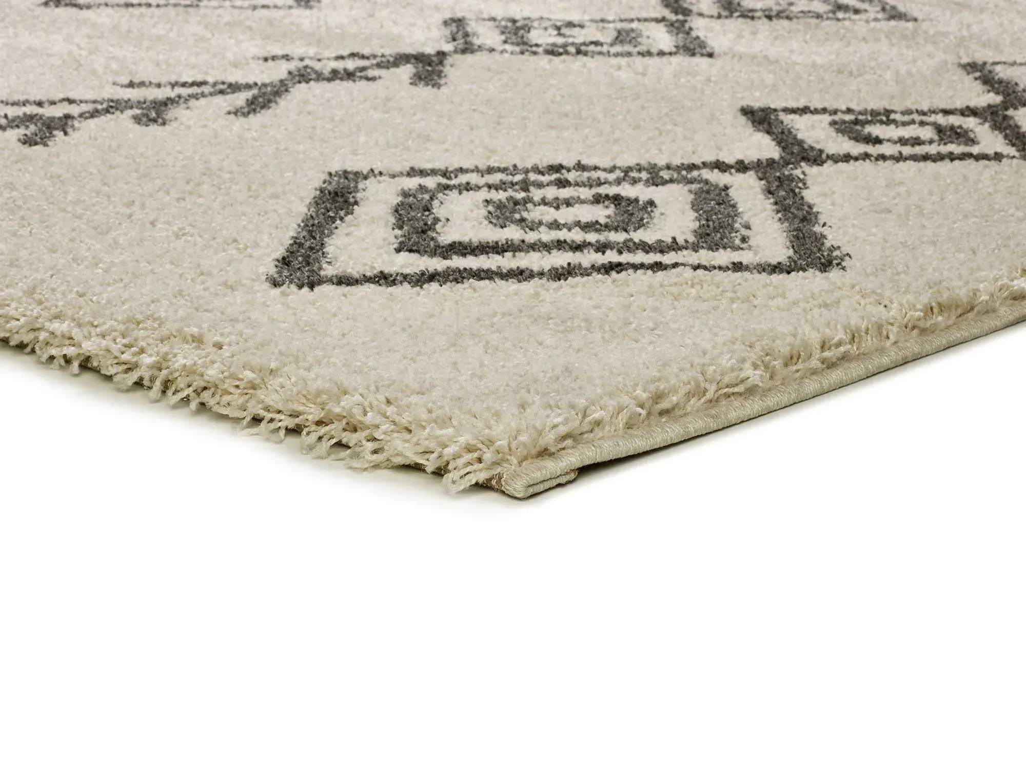 Illustration numéro 3 du produit Tapis shaggy ethnique blanc/crème/noir 160x230 cm