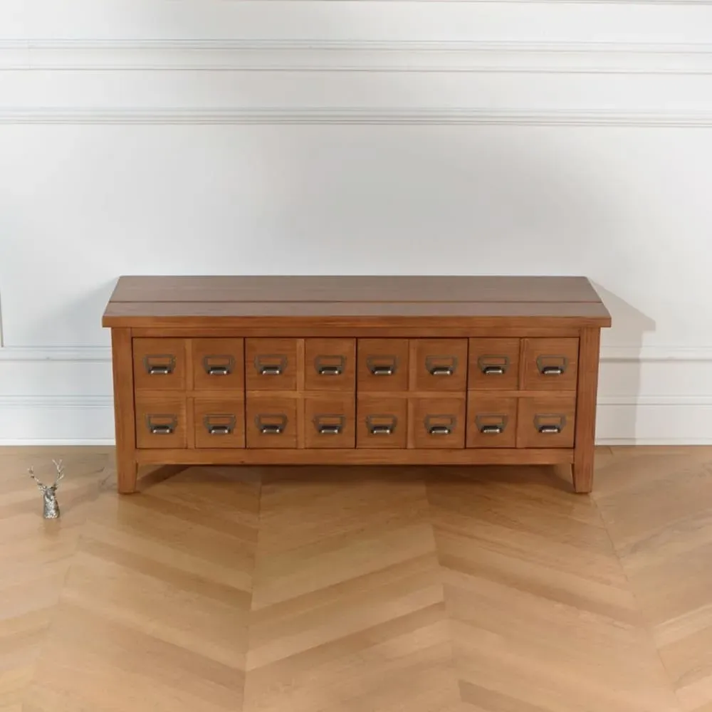 Illustration numéro 3 du produit Banc à chaussures 4 casiers en pin massif teinte noyer