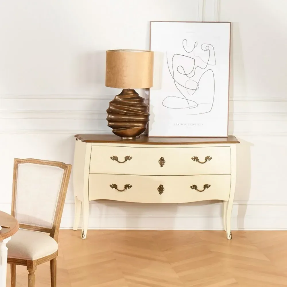 Illustration numéro 3 du produit Commode 2 tiroirs plateau en chêne blanc