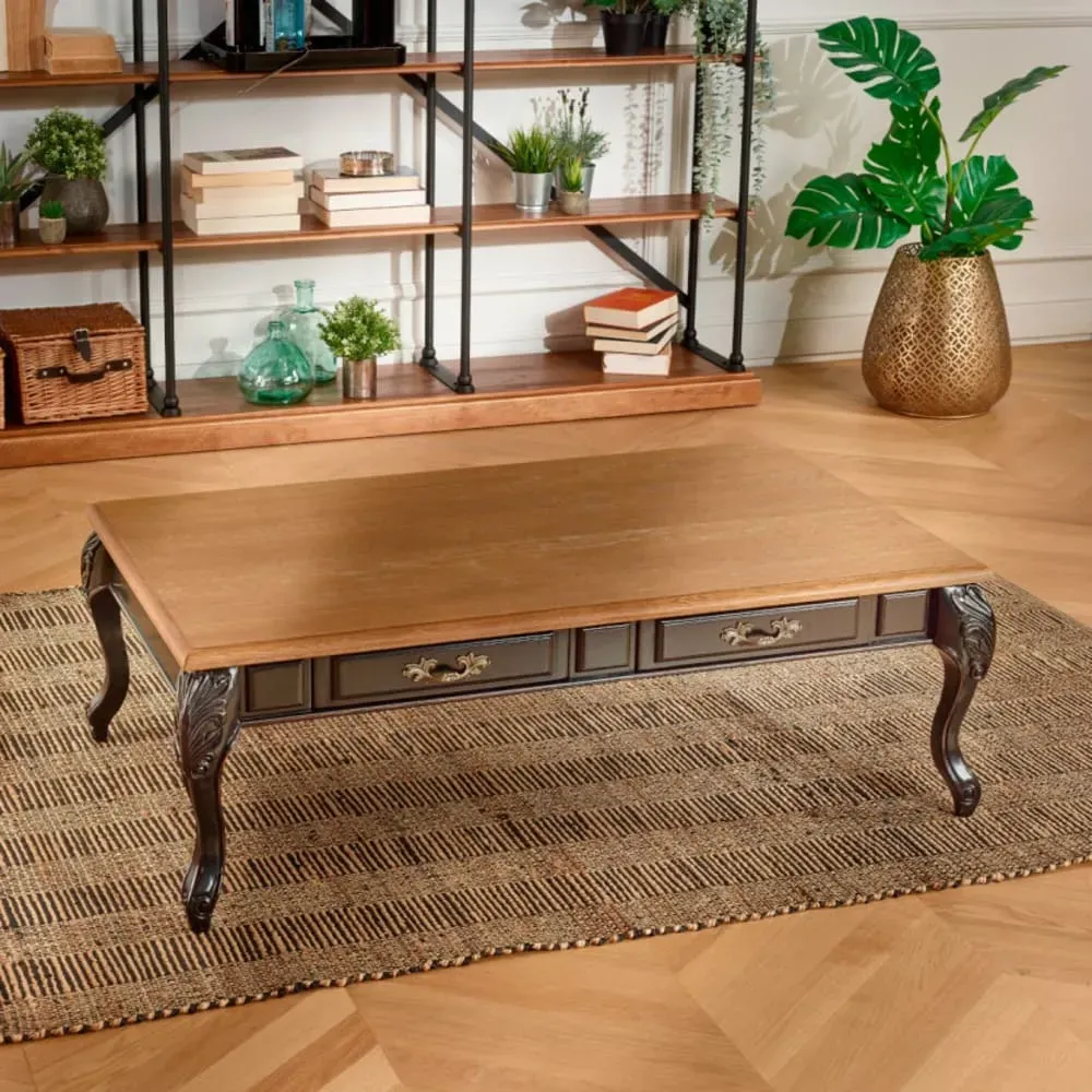 Illustration numéro 3 du produit Table basse rectangulaire en chêne noire