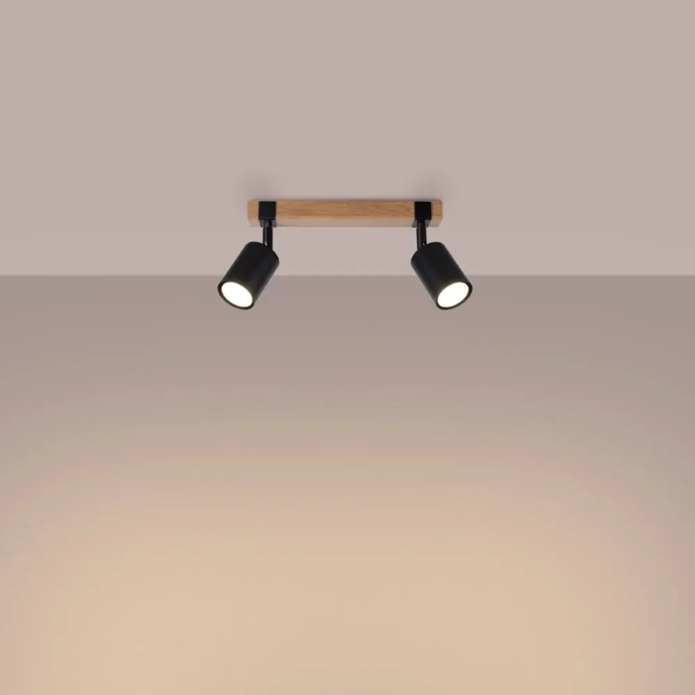 Illustration numéro 3 du produit Pendentif acier/bois naturel noir H 17 cm