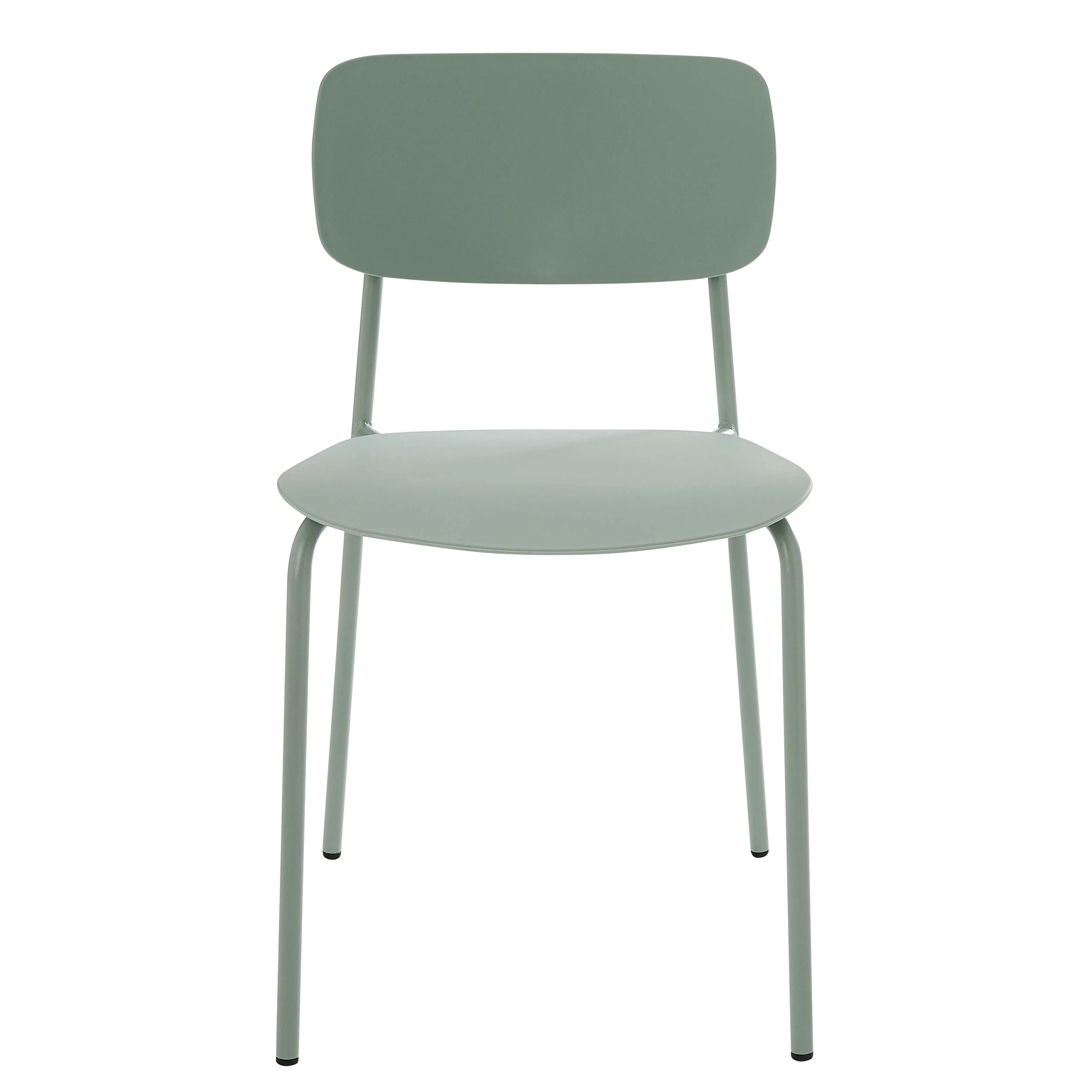 Illustration numéro 3 du produit Lot de 2 chaises en acier et plastique vert gris