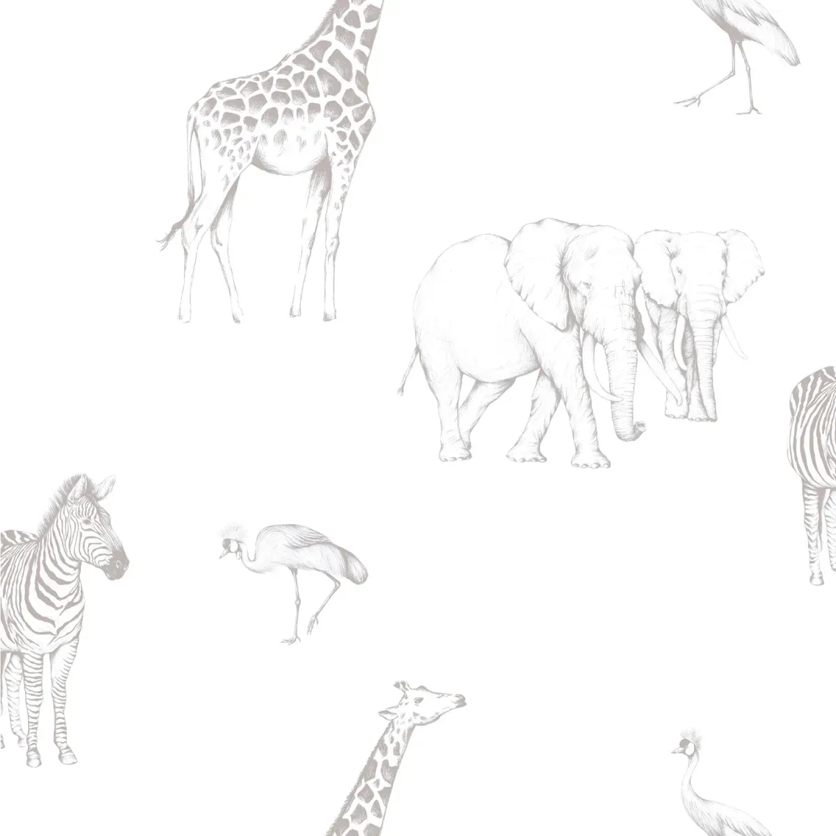 Illustration numéro 3 du produit Papier peint enfant motif tanzanie gris clair 300x250cm