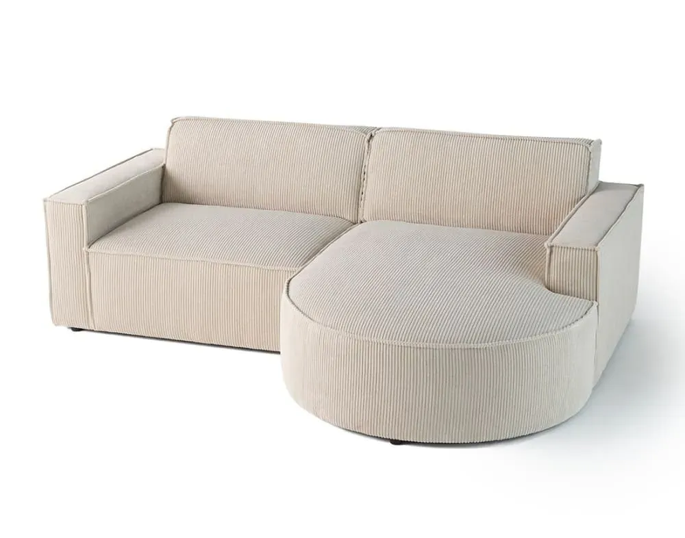 Illustration numéro 3 du produit Canapé d'angle droit 4 places en velours côtelé beige