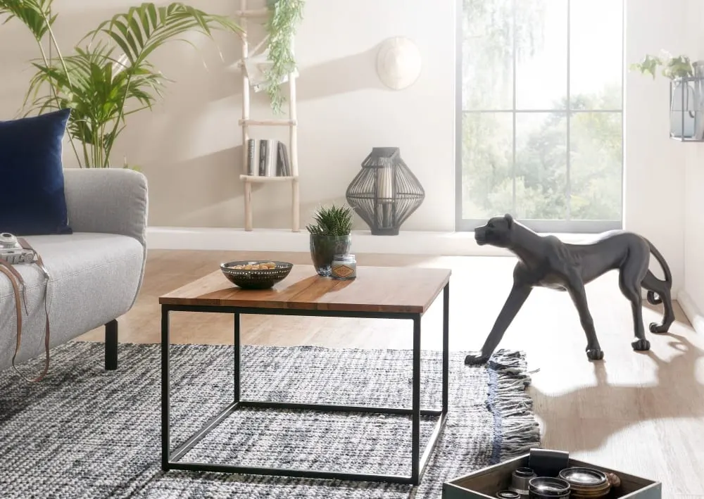 Illustration numéro 3 du produit Table basse carrée en bois massif d'acacia, marron