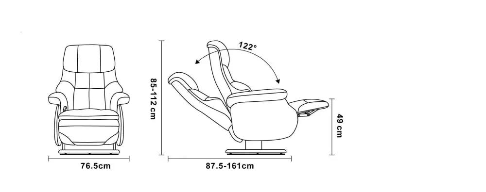 Illustration numéro 3 du produit Fauteuil de relaxation  manuel en cuir