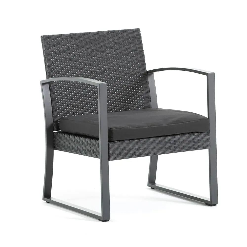 Illustration numéro 3 du produit Ensemble d'extérieur 4 places en acier et résine effet rotin