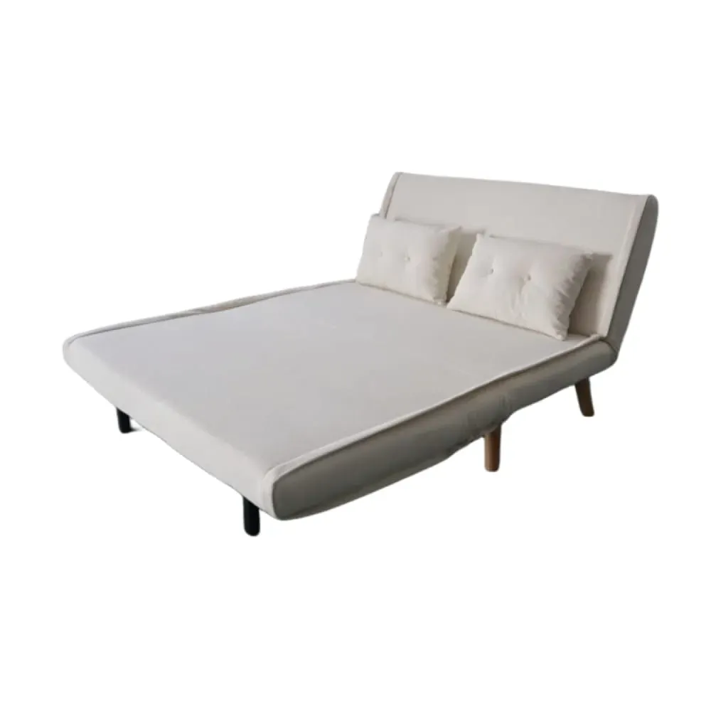 Illustration numéro 3 du produit Canapé convertible en velours côtelé beige 2 places