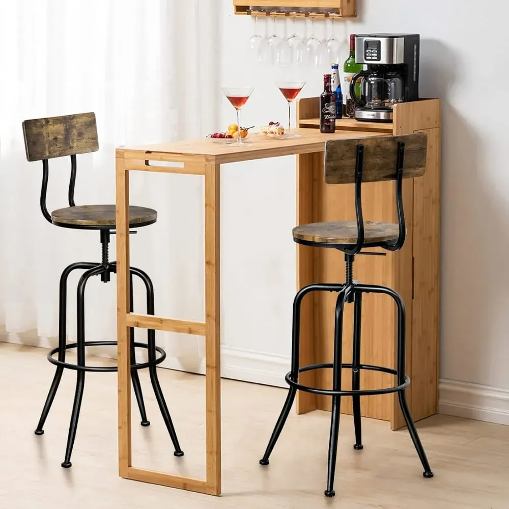 Illustration numéro 3 du produit Ensemble de 2 tabourets de bar industriels 54 x 54x 98-106cm