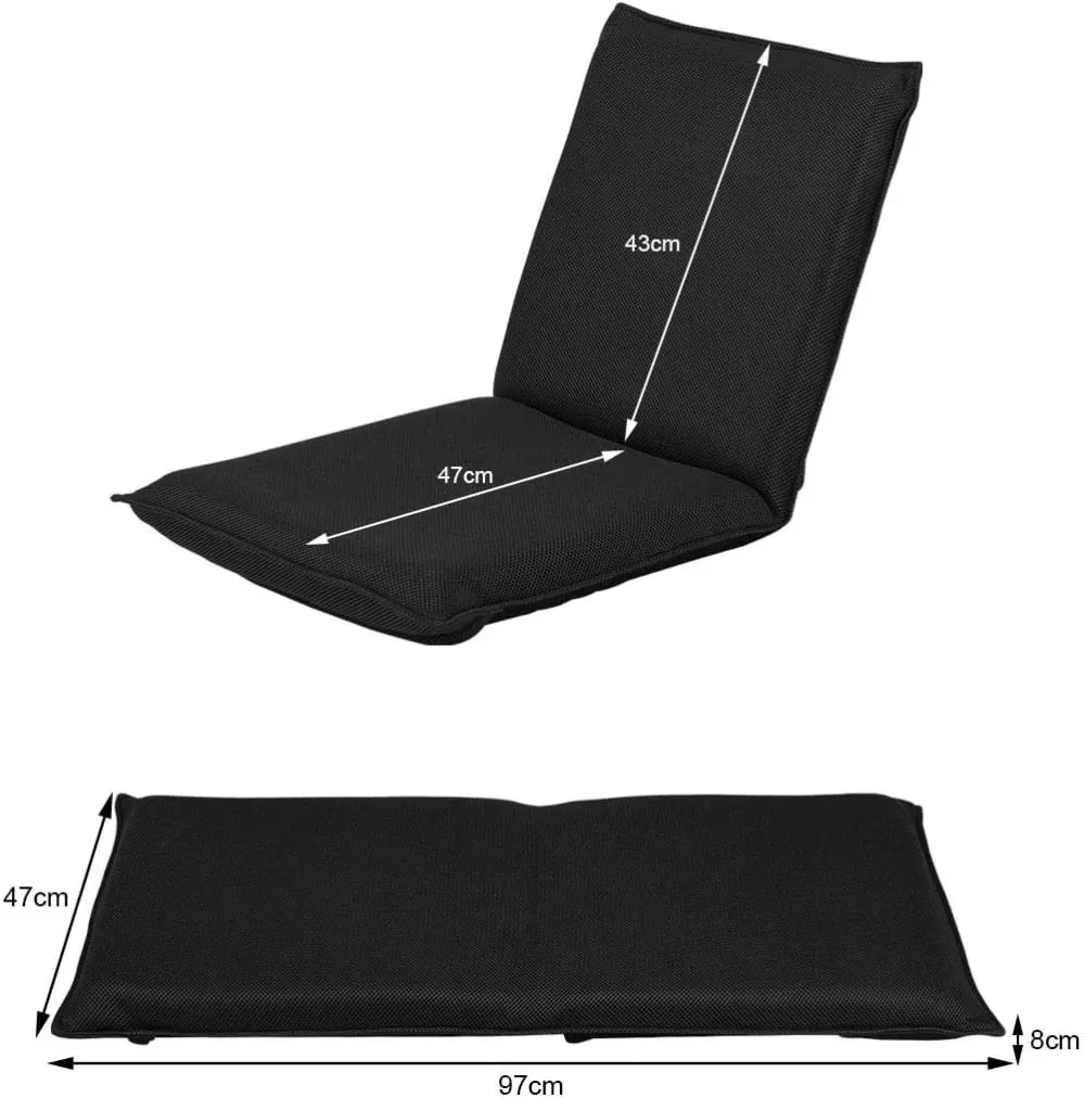 Illustration numéro 3 du produit Chaise de sol pliante avec 6 positions réglables noir 98×44×7cm
