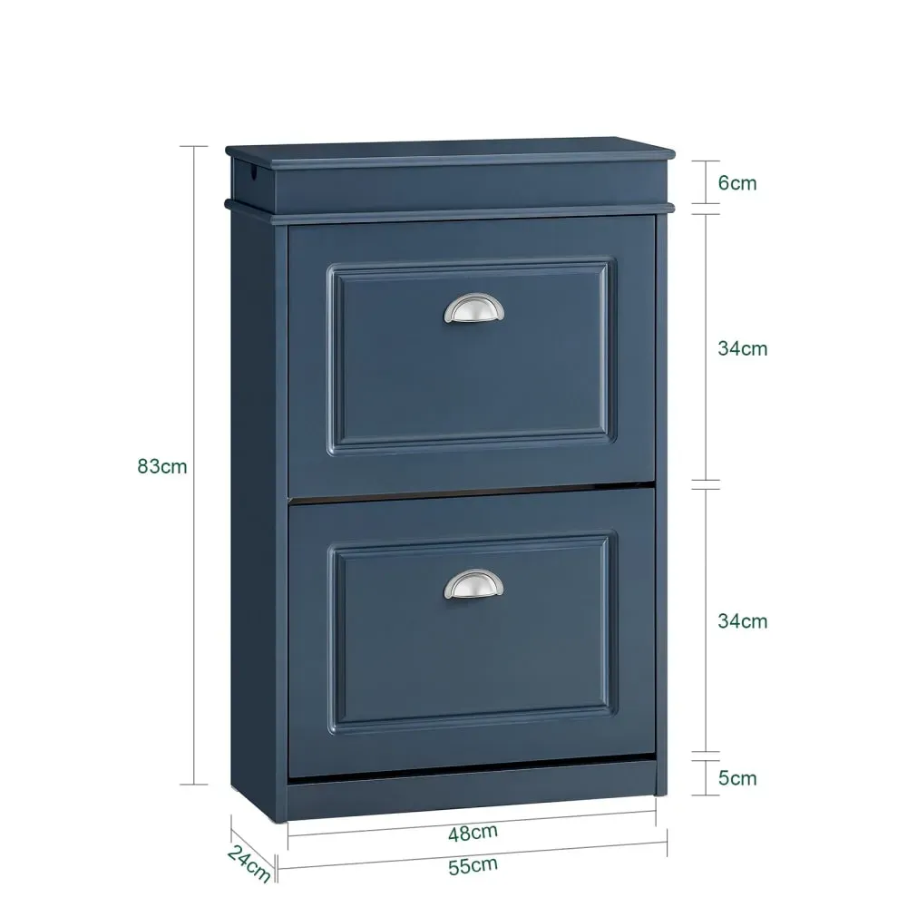 Illustration numéro 3 du produit Meuble à chaussures avec 2 abattants effet bois bleu