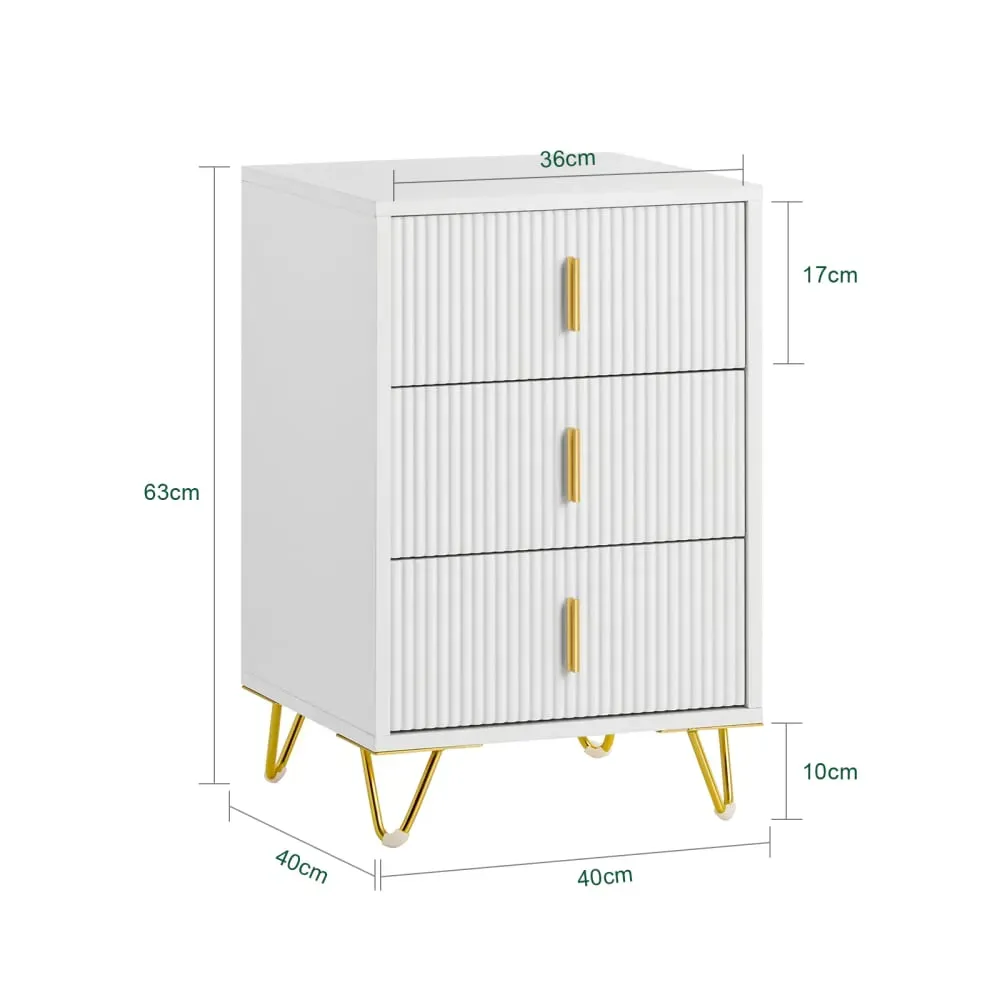 Illustration numéro 3 du produit Table de chevet avec 2 tiroirs effet bois blanc