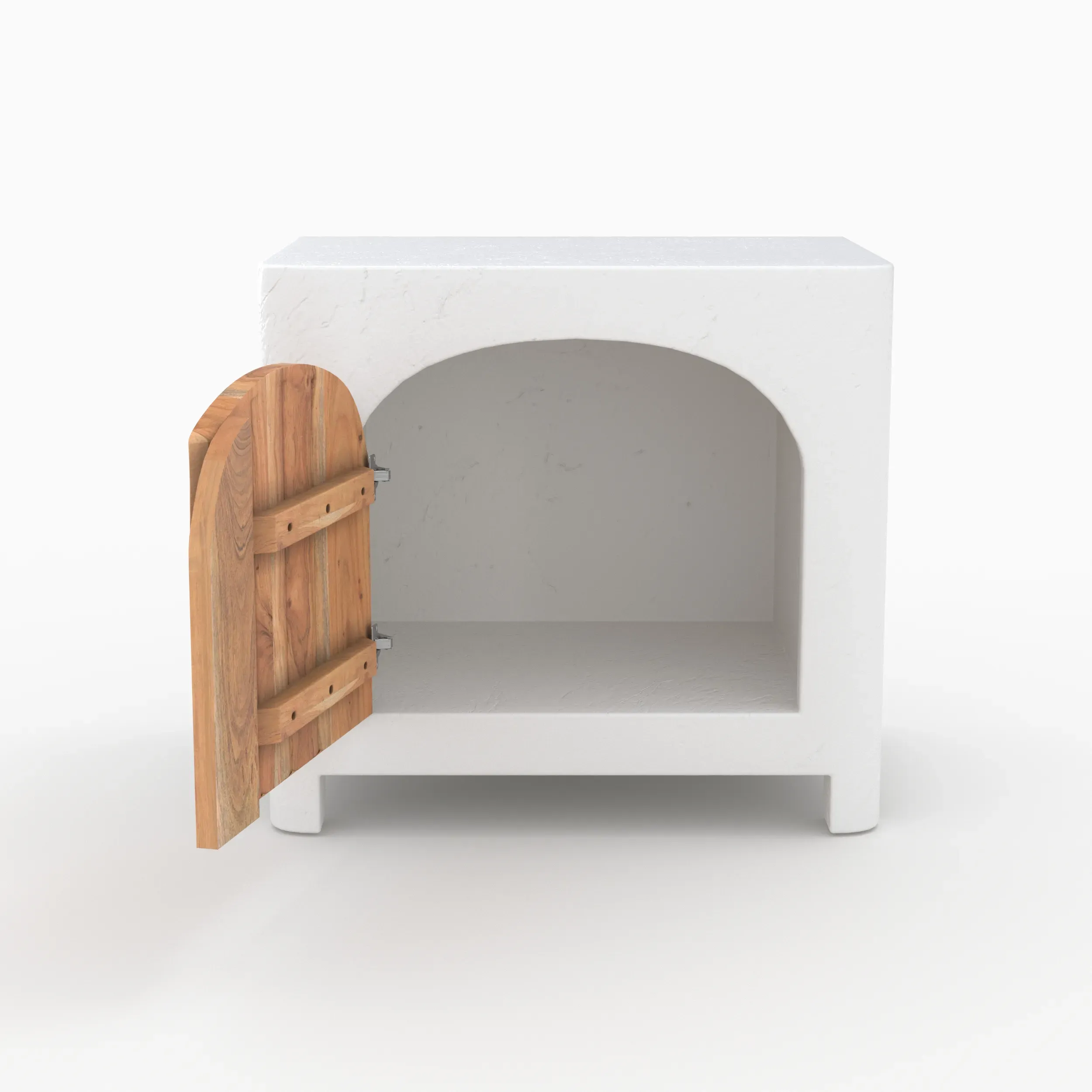 Illustration numéro 3 du produit Table de chevet en béton blanc cassé et bois d'acacia