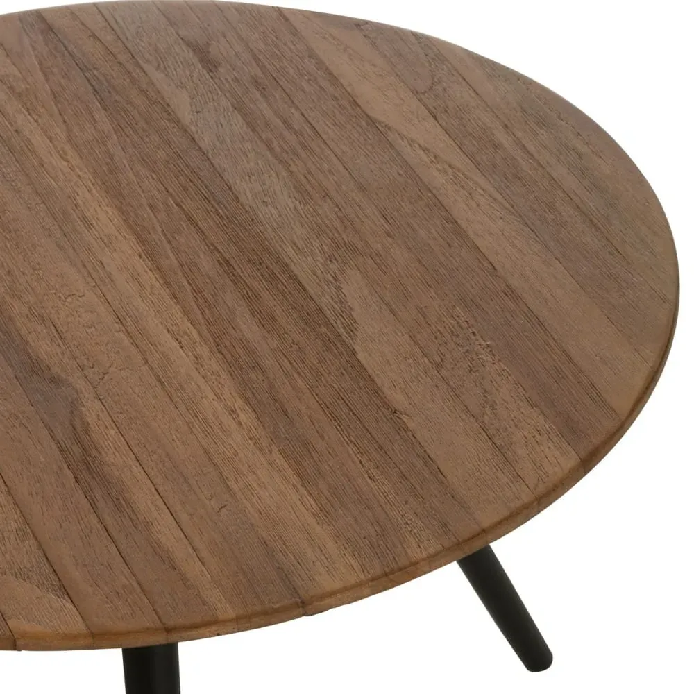 Illustration numéro 3 du produit Set de 4 tables rondes en teck recyclé naturel bois marron foncé 70 x