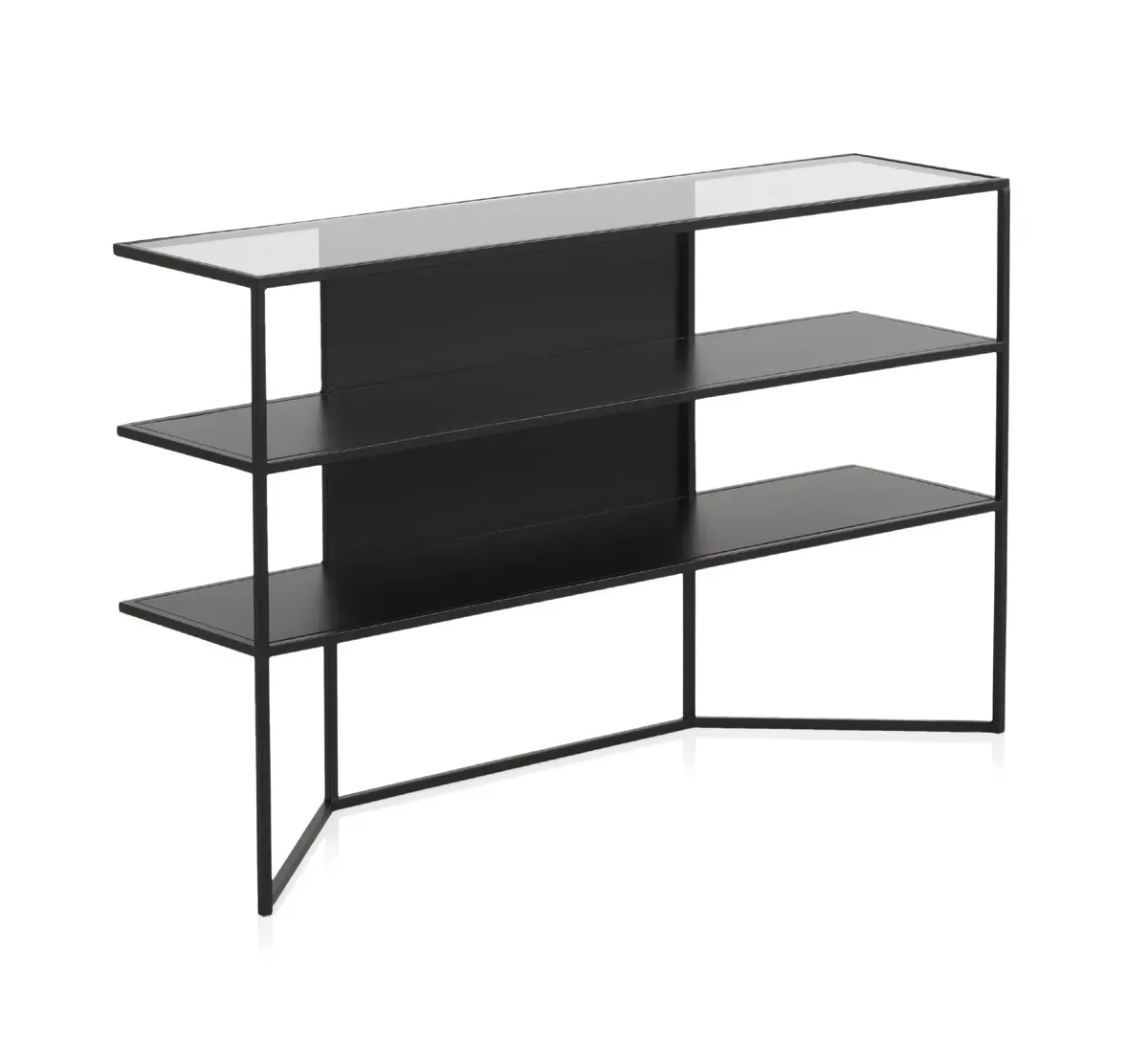 Illustration numéro 3 du produit Console en métal noir avec plateau en verre