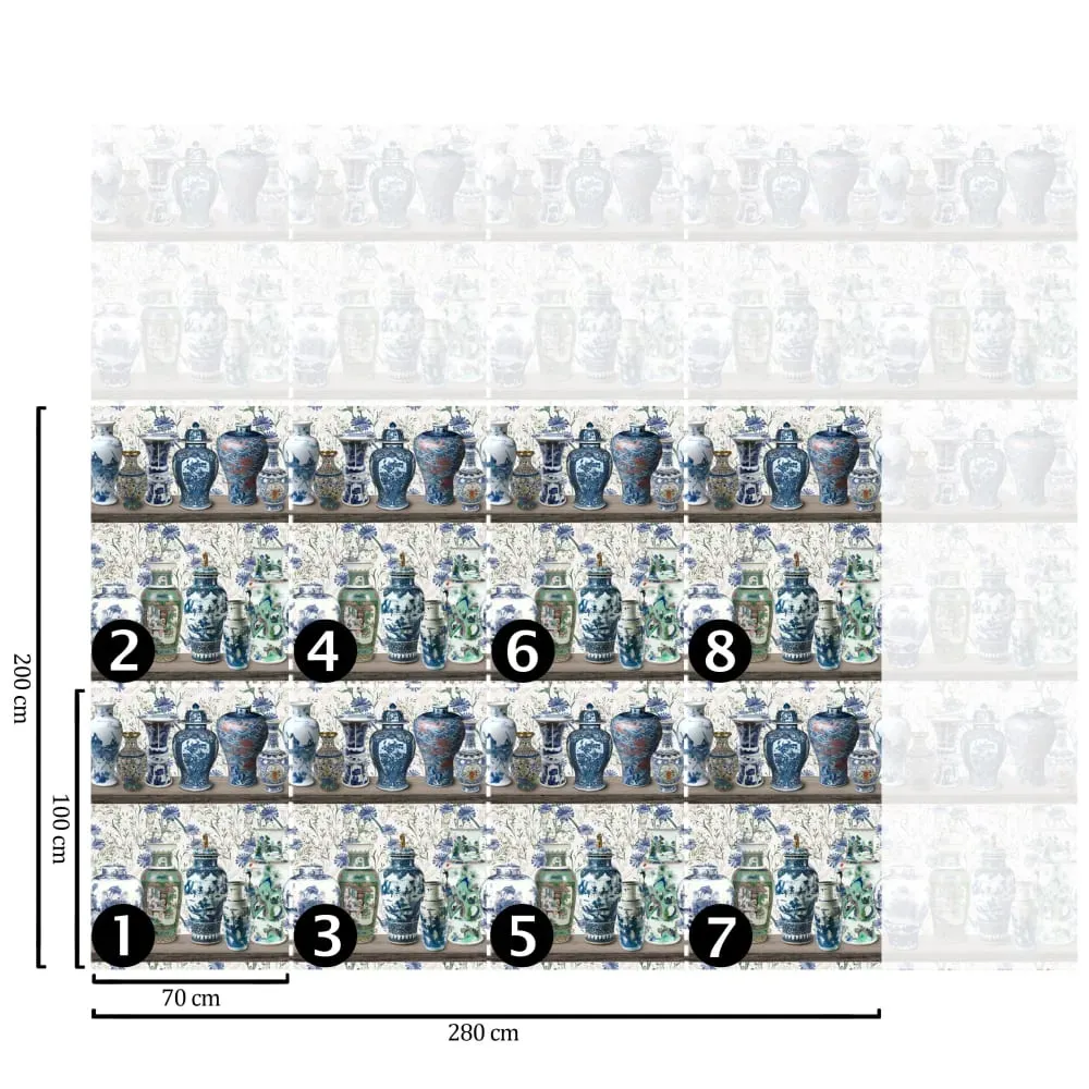 Illustration numéro 3 du produit Papier Peint Vases,papier écologique fin,200x280cm,8 feuilles