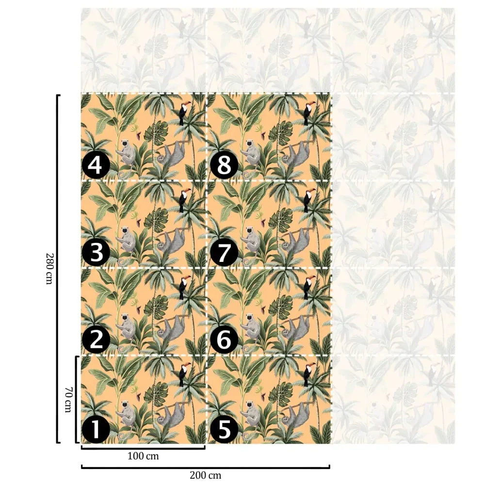 Illustration numéro 3 du produit Papier Peint Jungle,papier écologique fin,200x280cm,8 feuilles