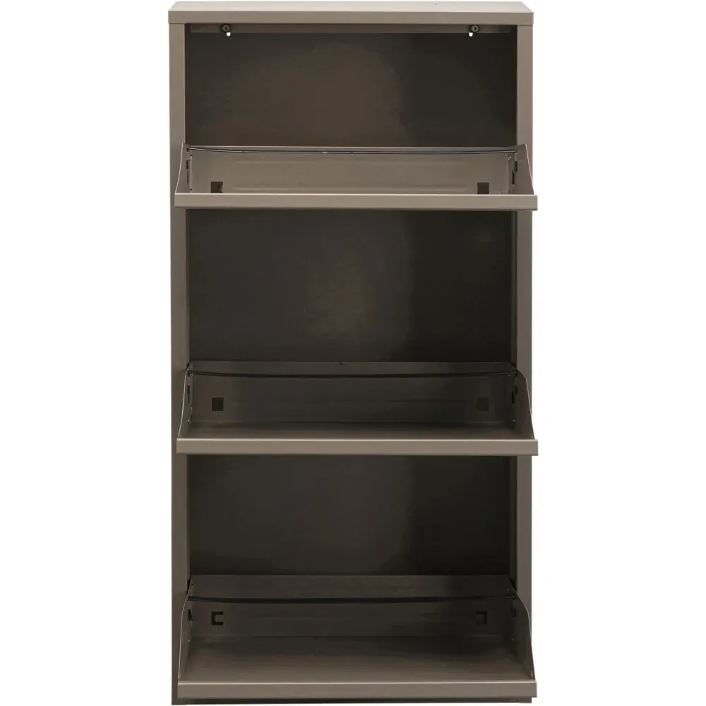 Illustration numéro 3 du produit Casier à chaussures 3 tiroirs en acier taupe