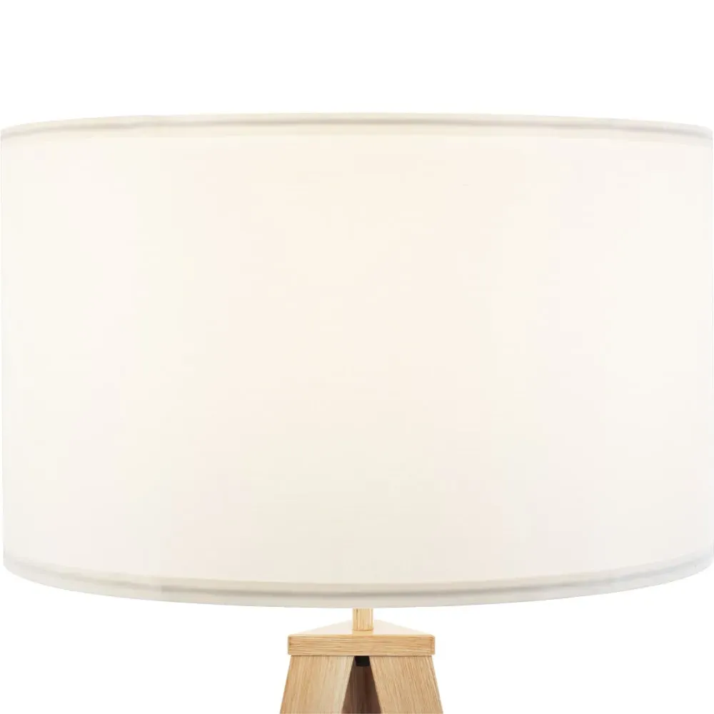 Illustration numéro 3 du produit Lampadaire abat-jour en tissu et trépied patins doux pour le sol chêne