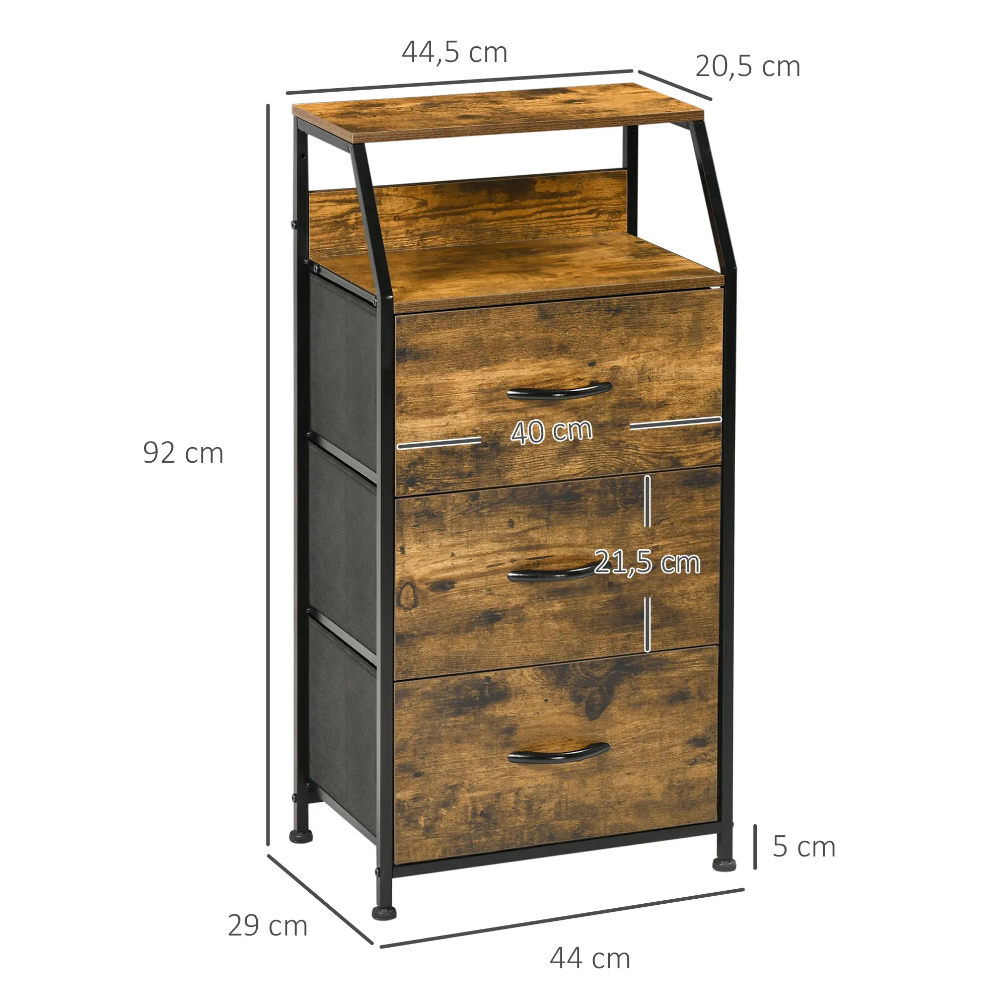Illustration numéro 3 du produit Meuble de rangement colonne design industriel acier noir aspect bois