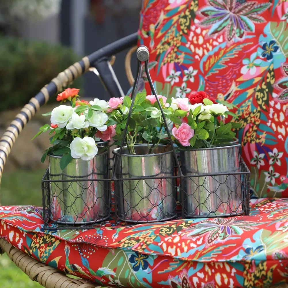 Illustration numéro 3 du produit Panier grillagé jardinère extérieur jardin pot fleur zinc gris 29cm
